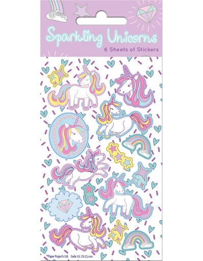 Picture of SPARKLING UNICORNS PARTY STICKER PACK - 6 SHEETS